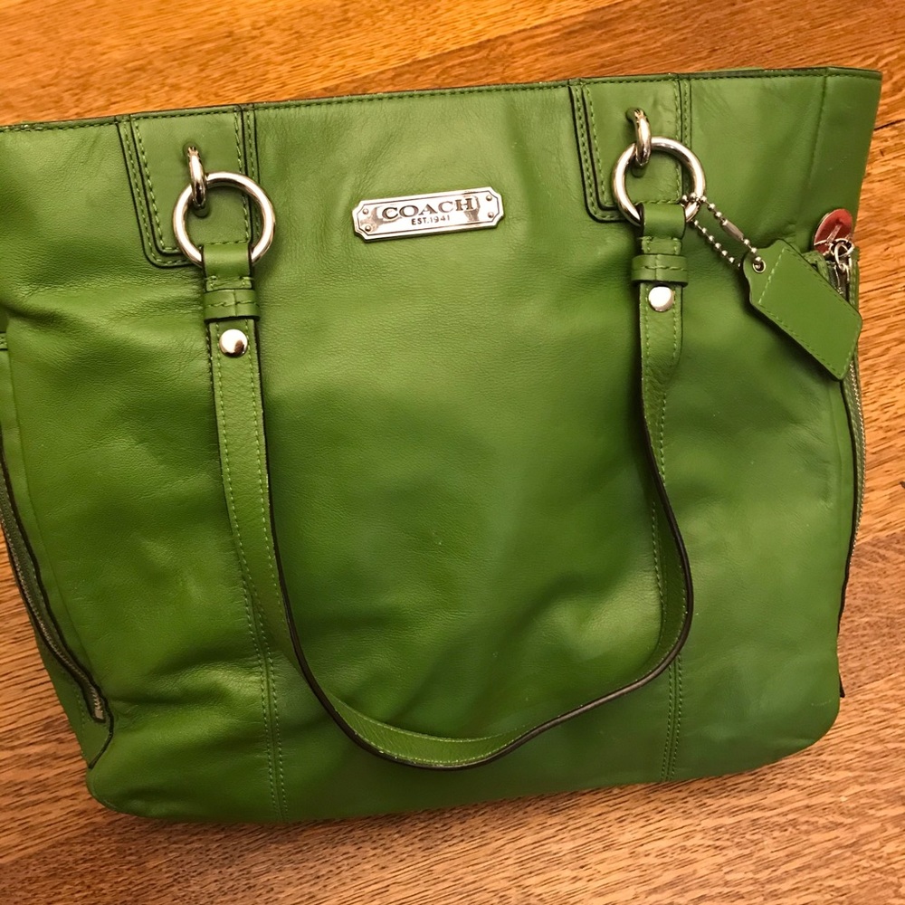 Green Coach Leather Handbag